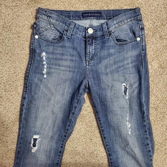 Rock & Republic Women's Berlin Jeans Embellised & Distressed 8 M - Picture 2 of 12